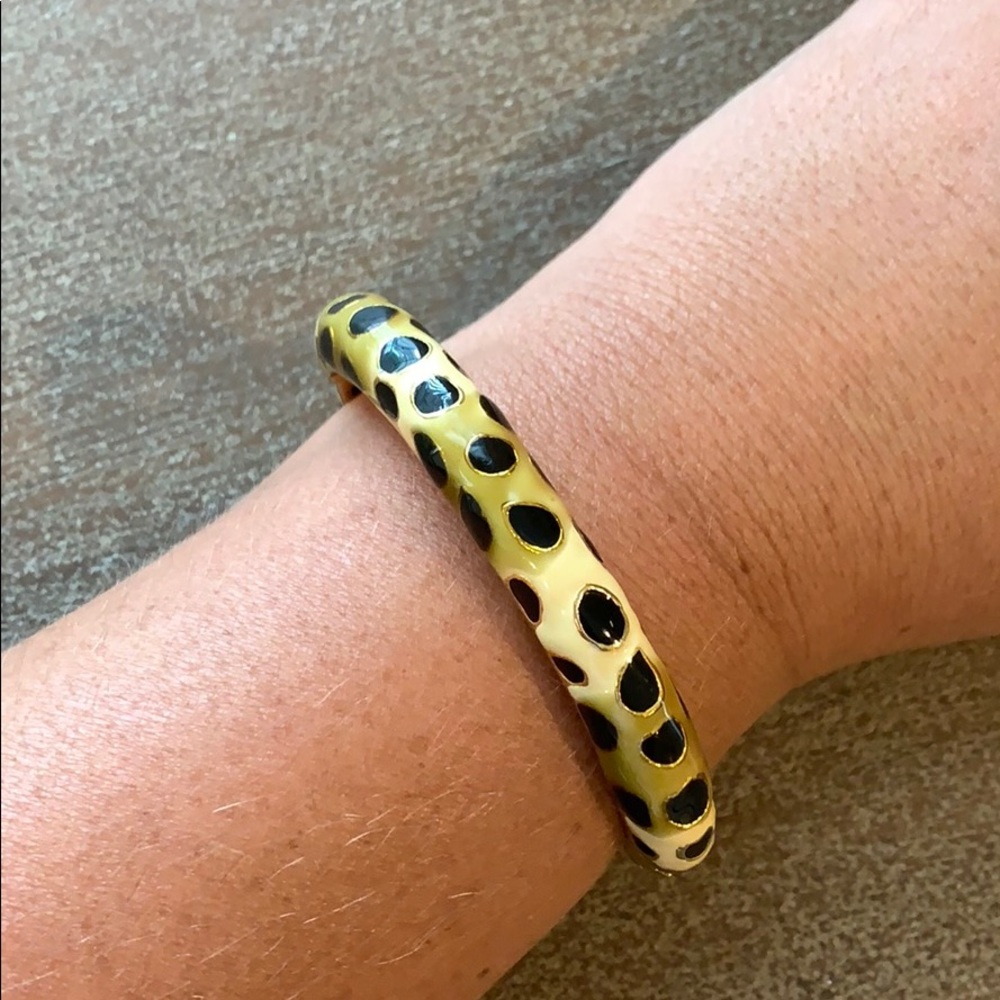 Kenneth Jay Lane Leopard gold enamel bangle